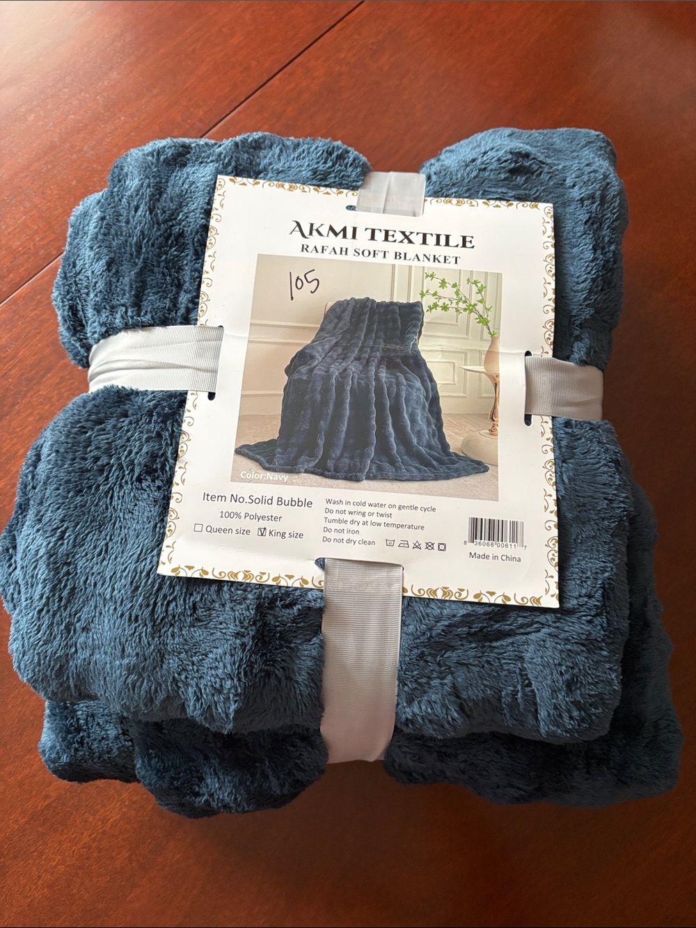 Navy Rafah Soft Blanket - Plush Polyester Throw
